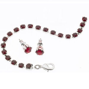 Crystal Red Tennis Bracelet & Earring Set